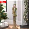 BAKAJI Soldato Schiaccianoci di Natale in Legno 106cm Decorazioni Addobbo Natalizio Oro