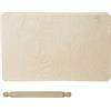BAKAJI Asse Per Impastare Spianatoia In Legno Con Mattarello Pasta Fresca Pizza 58x36cm