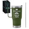 Maverton Bicchiere termico con manico 600ml - Borraccia termica con cannuccia - Tazza termica verde - Tazza personalizzata acciaio inox - Termos caffè idea regalo papà - Idee regalo papa compleanno