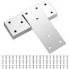 Jttxiu 10 Pezzi Piastra Staffa Angolare Piatta in Acciaio Inox, Piastra di Giunzione Piatta, Piatta Staffa Fissaggio, Connettore di Riparazione per Sedie Tavoli da Pranzo Letti (Argento 128x48mm)