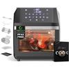 MasterPRO ROCKET 1100 - Friggitrice ad aria calda 11L PFAS FREE e mini forno 1800W con rivestimento in ceramica CERATECH- 10 programmi e controllo della temperatura - Con cestello rotante