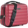 ITACA - Beauty Case da Viaggio Donna e Uomo Abs - Valigia Portare a Mano Beauty Case Rigido con Maniglia Superiore e Tracolla Regolabile - Elegante Beauty Case Donna da Viaggio, Granata