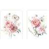 DRW Set di 2 quadri tela telaio in legno con fiori con una parte a mano in bianco e rose 40x3x40 cm