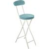 DRW Sgabello alto con schienale pieghevole in metallo e tessuto bianco e verde 42x30x93 cm