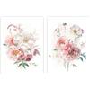 DRW Set di 2 quadri tela telaio in legno con fiori con una parte a mano in bianco e rose 30x3x40 cm