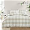 Fusion - Copripiumino Seersucker a quadri naturali - Letto matrimoniale (200 x 200 cm) - Design reversibile (strisce) - Morbido al tatto - Biancheria da letto effetto increspato - Copripiumino in