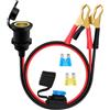 HuaLiSiJi Prolunga Accendisigari con Coccodrillo 12V 24V Prolunga Accendisigari Femmina con Morsetti a Coccodrillo 14AWG con Fusibile 20A per Auto, Barca, Moto (Nero, 1m)