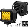 BIHEE Faro da Lavoro 2 pezzi 12V 120W 1200LM Proiettore LED Lampada da Lavoro 10 cm 6000K Luce Gialla Barra LED per Auto Camion Trattore Quad Veicolo Barca