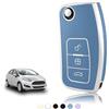 TOOMUME Cover Chiave TPU, Custodia Chiave Adatto per Ford Fiesta Focus Mondeo Tourneo Ecosport Galaxy Kuga Falcon Fusion Escort Ka B-Max, Copri Chiavi Guscio Chiave Auto Telecomando - Flip Key