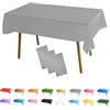 POPOYU 3 Pezzi Tovaglie Rettangolari per Feste, Argento Tovaglia Natalizia 137x274 Tovaglie Copri Tavolo da Interno Elegante per Occasioni Natale Feste Giardino Esterno Compleanno Poliestere