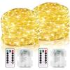 CCILAND 2 luci a batteria, lunghezza totale 12 m, 120 luci LED con telecomando e timer, luci ricaricabili a batteria, impermeabili per uso interno ed esterno, decorazioni natalizie e per matrimoni