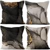 Uiiooazy Federe Cuscini Nero e Oro, Uiiooazy Divano Fodera per Cuscino Effetto Marmo Grigio Decorativa Velluto Quadrate Divano Copricuscini per Giardino Soggiorno Camera da Letto Auto Maison, Set di 4, 50x50cm