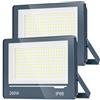 TOPAUBUB Faretto Fari Faro a LED da Esterno 200W 20000LM - IP66 Impermeabile 6500K Luce Fredda Faretto LED Esterno per Giardino, Patio, Terrazza, Garage(2 Pezzi)