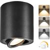 YindaLux Faretti LED Soffitto Dimmerabile, 5W Faretto da Parete Orientabile, Contiene Modulo LED 230V, Alluminio Lampada da Soffitto Downlight, Moderno Nero Rotondo Faretto Interno 1PCS