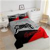 Loussiesd Set Trapunta 135x200cm con inserto per gaming colore: rosso e nero per bambini adolescenti ragazzi uomini decorazione per la stanza set da 2 pezzi 1 piumino con 1 federa