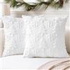 Artscope 2 Pezzi Natalizio Federe in Lana Corta Velluto Copricuscini Morbido Decorativo Fodere per Cuscino Lusso Stile per Divano Camera da Letto Natale Alberi e Neve Bianco 60x60 cm