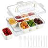 Hejo Scatola per Snack con Coperchio, Vaschette Plastica per Alimenti, Piatto per Snack con 8 Scomparti, Porta Merende Manico, Porta Frutta, Organizer per Caramella, Noci (31X23.5X6.5cm)