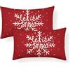 Ohok Set di 2 federe per cuscino natalizio, in poliestere e lino, su entrambi i lati, con motivo decorativo moderno, per divano, soggiorno, camera da letto (grandi fiocchi di neve B, 30 x 50 cm)