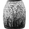 Kefiyis Gonna glitterata da donna con paillettes, gonna elastica in vita con fodera per Carnevale, Argento/Grigio/Nero, XL