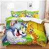 Ste-X Set Copripiumino Tom E Jerry 100% Cotone A Fiocco Lungo, Set di Biancheria da Letto Traspirante Copripiumino Leggero con Chiusura A Bottoni Nascosti (150x200cm,Taj 02)