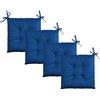 IlGruppone Il Gruppone Passione Casa Set 4 Cuscini Sedie 4 Punti Coprisedie Effetto Velluto con Lacci Prodotto Italiano Tinta Unita 4 Pezzi Cuscino Cucina Sala da Pranzo Soggiorno Imbottitura 5Cm - Blu