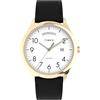 Timex Orologio da uomo Easy Reader da 40 mm, cinturino in pelle nera, quadrante bianco, cassa dorata TW2W68500