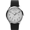 Timex Orologio da uomo Easy Reader da 40 mm, cinturino in pelle nera, quadrante bianco, cassa argentata TW2W68300