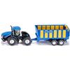 Siku 1947, Trattore New Holland T con rimorchio per insilati, 1:50, Metallo,Plastica, Blu, Multifunzionale