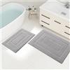 Homaxy Set di 2 tappetini da bagno in microfibra, antiscivolo, lavabili e morbidi, assorbono l'acqua, per il bagno, 40 x 60 cm + 50 x 76 cm, grigio