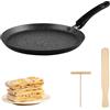 MEGYAD Crepe - Padella con rivestimento antiaderente da 22 cm: padella per pancake, in alluminio pressofuso, con distributore di pasta e pala in legno, per altre fonti di calore e induzione
