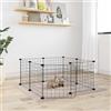 prissent Gabbia per Animali 8 Pannelli con Porta Nero 35x35 cm Acciaio Recinto Per Conigli Recinto Per Cani Recinto Per Gatti Recinzione Per Animali Gabbia Spaziosa Per Uso Interno Ed Esterno