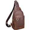 Le'aokuu 886/5000 Men Fashion Casual Tea Designer Travel Escursionismo Crossbody Chest Sling Bag Rig One Tracolla Borsa Uomo Borsa in pelle (8016 Brown)