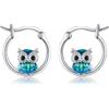 ONEFINITY Gufo/colibrì orecchini in argento sterling 925 gufo/colibrì cerchio orecchini uccello regalo per donne ragazze, Argento, Nessuna pietra preziosa