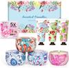 LDUMODUW Regali di Natale, regalo per donne, Natale, 4 candele profumate, 3 mini set di crema per le mani, 60 cuscinetti per gli occhi, regalo per donne, Natale, San Valentino, compleanno