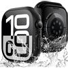 TAURI 2 Pezzi Cover per Apple Watch Series 11/10 46mm, [Certificazione IP67 Impermeabile] con Protezione in Vetro Temperato 9H, [Completa] Custodia Protettiva Sottile 46mm-Nero