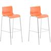 CLP 2 Sgabelli Alti Hover in Polipropilene I Set 2 Sgabelli Bar Design I Sedie Sgabello con Schienale, Colore:Arancione, Colore del Telaio:Cromo