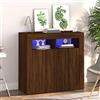 TJROO Credenza Vetrina con Ante 80x35x75 cm Credenza Espositore Mobile da Salotto Mobile Contenitore Mobile Alto Credenza da Pranzo Armadietto con Ante Legno Multistrato Rovere Marrone
