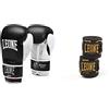 LEONE 1947, Flash Guantoni da Boxe, Unisex Bambini, Nero, 6OZ, GN083 & Bendaggi, Unisex - Adulto, Nero, 3.5, AB705