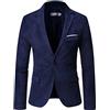 hehiy Giacca da uomo in velluto a coste, stile retrò, per il tempo libero, blazer, vestibilità normale, con 3 tasche, S-XXL, da uomo, sportiva, 3XL, Blu marino, 6XL