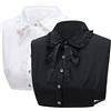 LoudSung Colletto finto staccabile mezza camicia camicetta colletto falso allacciatura floreale top elegante design adorabile per donne ragazze, Bianco e nero., 52