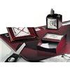 ARTE DEGLI ARGENTI SET UFFICIO e SCRIVANIA 4 PEZZI (RUBRICA con PENNA ESCLUSA) in ECO PELLE MARRONE-BORDEAUX e nr.4 LASTRE IN ARGENTO 925% 1300