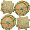 BFB Piatti di Carta Dinosauri Tovaglioli Piatti monouso 40 pezzi Verde lamina d'oro per feste usa e getta per Compleanno per bambini, festa per bambini, ritorno a scuola