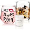 Yalucky Regali di nozze regalo di fidanzamento divertente regalo di coppia Mr.Right and Mrs.Always Right bicchieri da vino whisky anniversario regalo di nozze per sposa e sposo regali di San Valentino