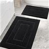 Homaxy Set tappeto da bagno in microfibra 2 pezzi Set tappetini da bagno lavabili antiscivolo Set tappeto da bagno morbido Tappetino da bagno assorbente d'acqua per bagno 40 x 60 cm + 60 x 90 cm, Ner