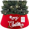 DECO EXPRESS Gonna Albero di Natale, Rosso Allegro Copri Base Albero Diverte, Scintillante Collar per Decorazioni Natalizie per Xmas Festa 42x24 cm (Rosso Merry, Top 42cm/Base 56cm)