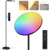 SIBRILLE RGB Lampada da Terra Salotto, 36W 2400LM Super Luminosa, Moderna Piantana Lampada da Terra Dimmerabile con Telecomando, 3000K-6000K Lampade da Terra per Soggiorno Camera da Letto Ufficio