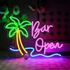 OYCGZV Bar aperto segno al neonSegno al neon della palma per la decorazione della parete Bar Neon Luce da parete USB Led segno aperto per birra bar club affari casa uomo grotta partito decorazioni