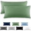 REDKEY Coppia di Federe 40 x 80 cm, Set di 2 Tessuti per Cuscino Letto, con Coperchio Ribaltabile (senza Cerniera), 100% Microfibra è morbida e traspirante，Erba verde