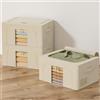 GoMaihe Scatole per Armadio Rigide 3 pezzi 72L: Contenitori per Armadio Cerniera - Piumone, Lenzuola Organizzatore Armadio - Scatole per Vestit (Beige, 24L)