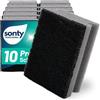 SONTY Spugna per Piatti Grigio/Nero - Set di 10 Spugne Professionali | Spugna da Cucina Abrasiva Doppia Faccia per Pentole, Padelle, Griglia, Pulizia (9x7x4 cm)
